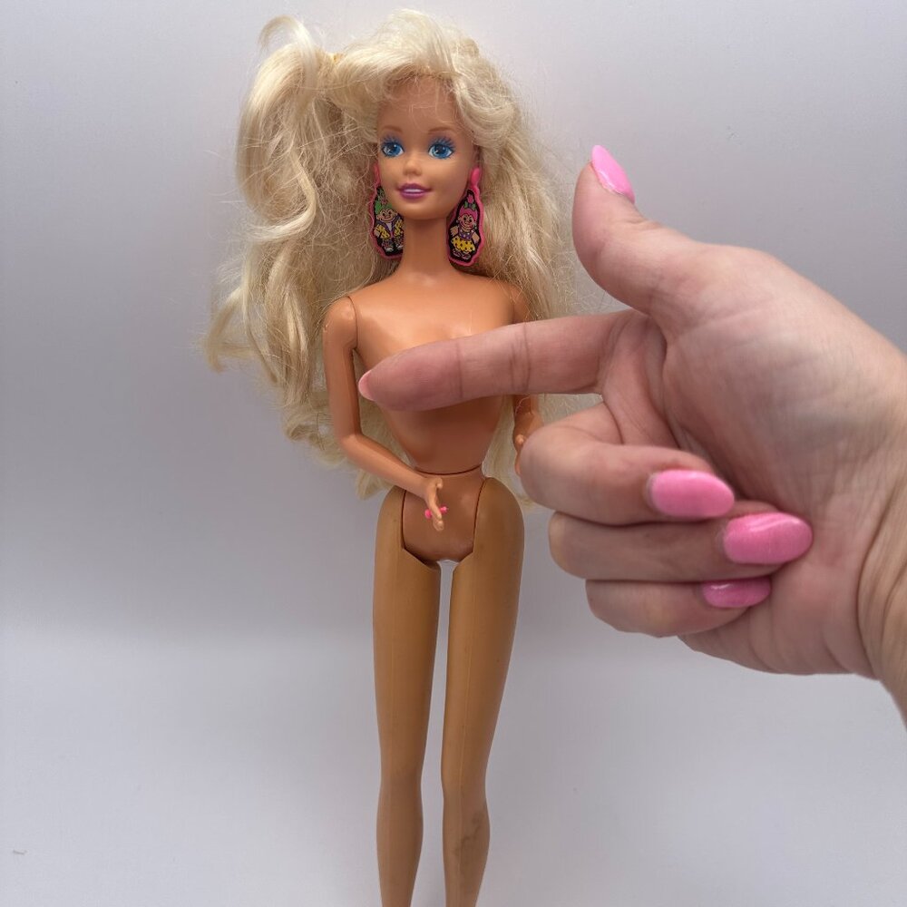 Vintage 1992 Troll Barbie Doll by Mattel Nude Includes Earrings Blonde Blue Eyes